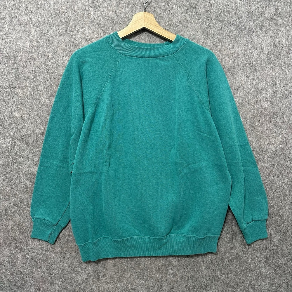 Hanes Her Way Sweatshirt Women's L Teal Green Vintage USA Made Raglan‎